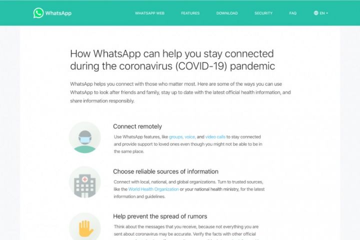 WhatsApp Luncurkan Pusat Informasi Terkait Virus Corona